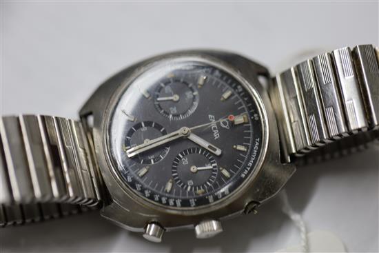 A gentlemans late 1960s/early 1970s stainless steel Swiss Enicar Ocean Pearl chronograph manual wind wrist watch,